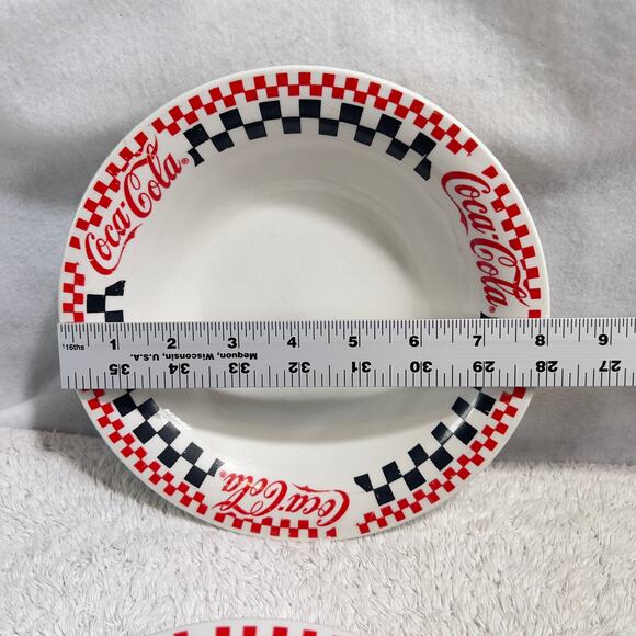 Coca-Cola Gibson Set of Four (4) 8" Bowls 1996 Retro 50's Racing Red White Black - Picture 9 of 14